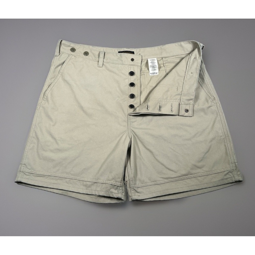 Filson Mens Size 38 Canvas Utility Chino Shorts Button Fly Suspender Buttons